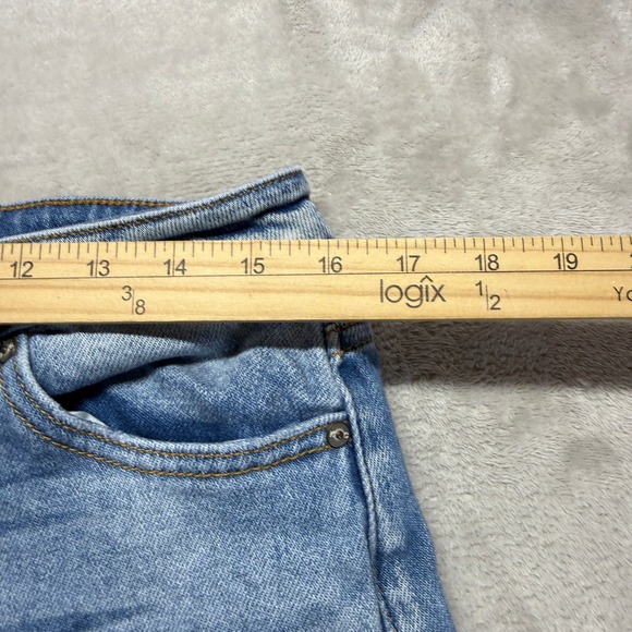 KanCan Jeans Women's 9/28 Milan High Rise Mom Distressed Faded Medium Blue Denim - Picture 12 of 13